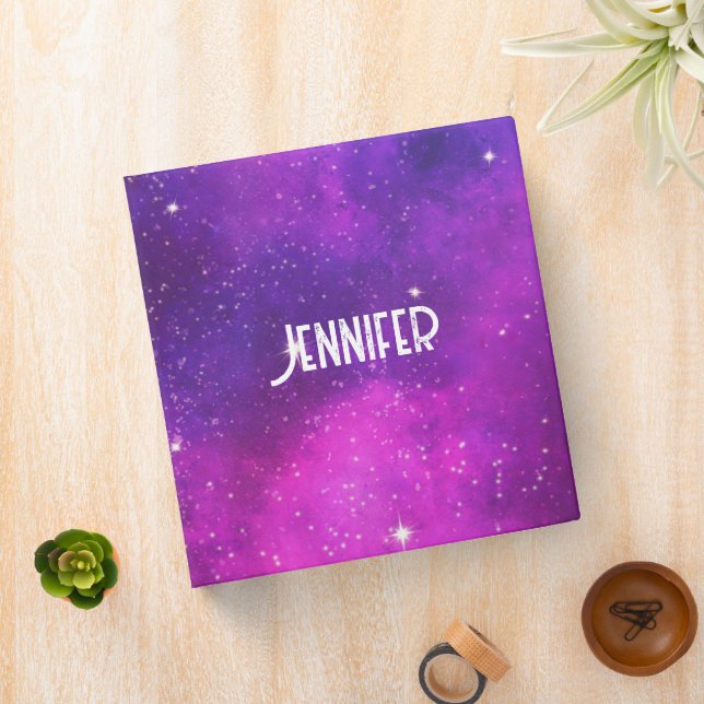 Pink & Purple Space & Stars Faux Galaxy Binder (In Situ)