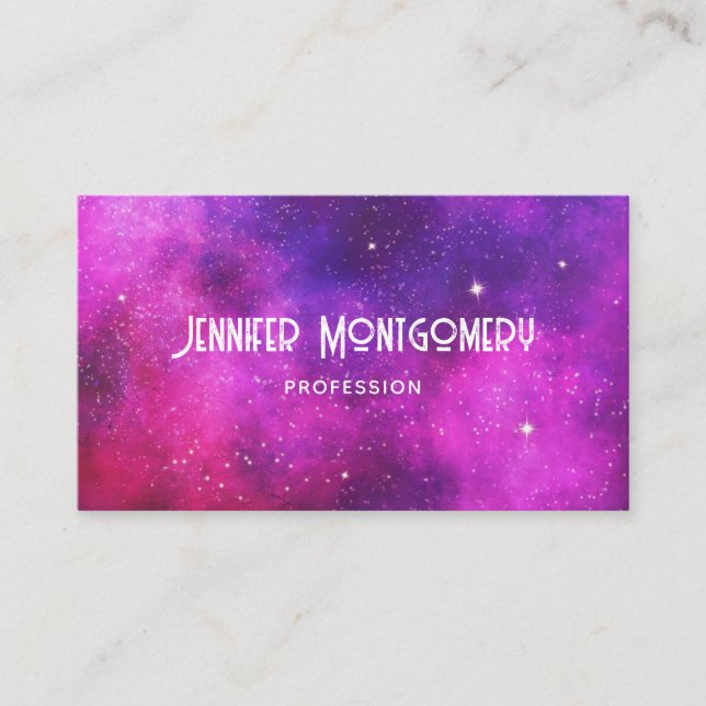 Pink & Purple Space & Stars Faux Galaxy Business Card (Front)