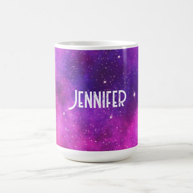 Pink & Purple Space & Stars Faux Galaxy Coffee Mug (Center)