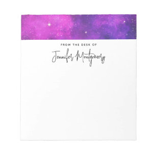 Pink & Purple Space & Stars Faux Galaxy Notepad