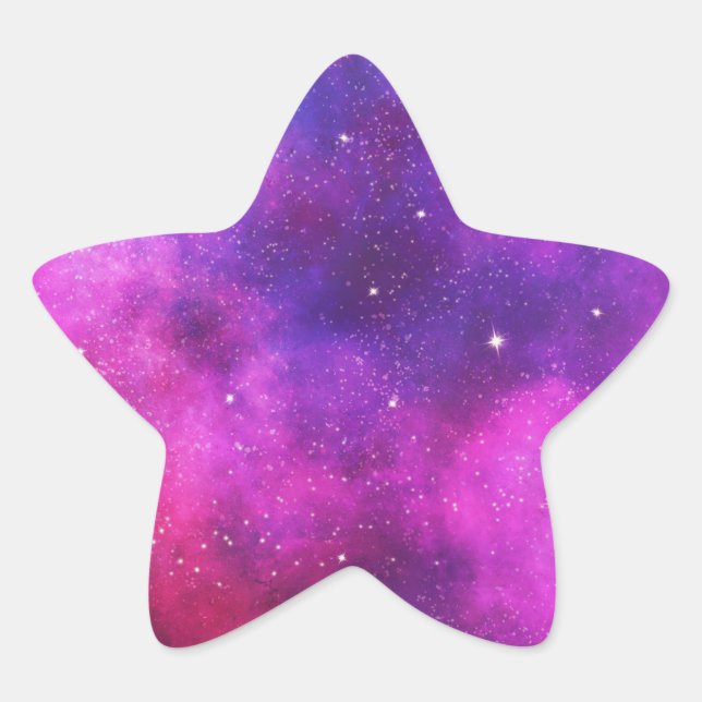 Pink & Purple Space & Stars Faux Galaxy Star Sticker (Front)