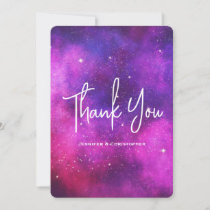 Pink & Purple Space & Stars Faux Galaxy Thank You Card