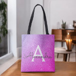 Pink Purple Sparkle Elegant Monogram Book Bag<br><div class="desc">Pink and Purple Ombre Faux Sparkle and Glitter Elegant Monogram Book Bag. This Book Bag can be customized to include your initial and first name.</div>