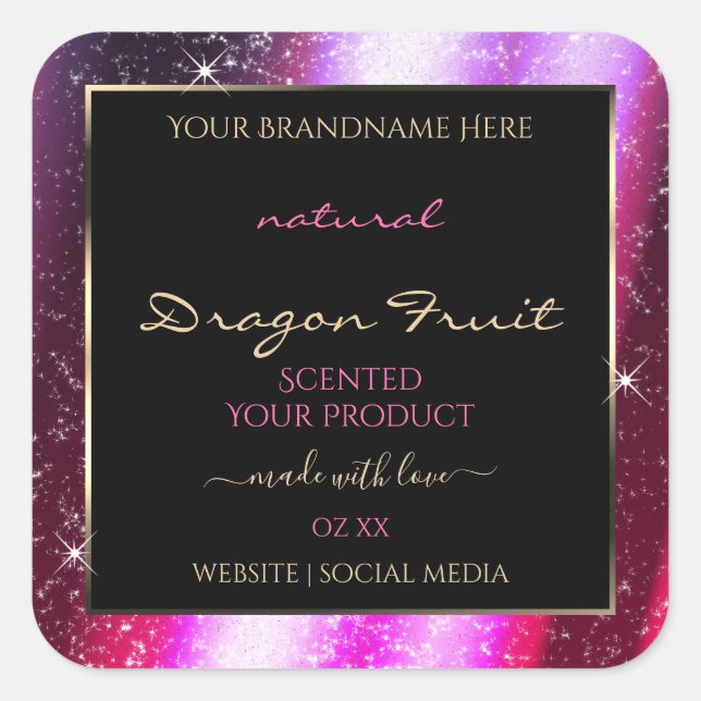 Pink Purple Sparkle Glitter Frame Product Label (Front)