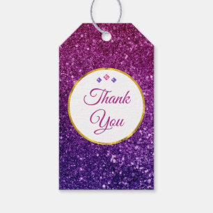 Pink & Purple Sparkling Gemstones Thank You Gift Tags