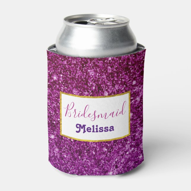 Pink & Purple Sparkling Glitter Gemstones Can Cooler (Can Front)
