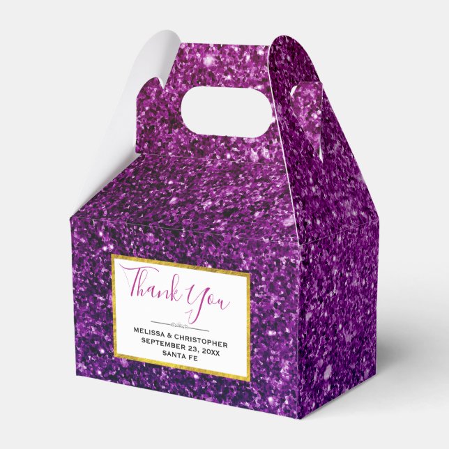 Pink & Purple Sparkling Glitter Gemstones Favor Box (Back Side)