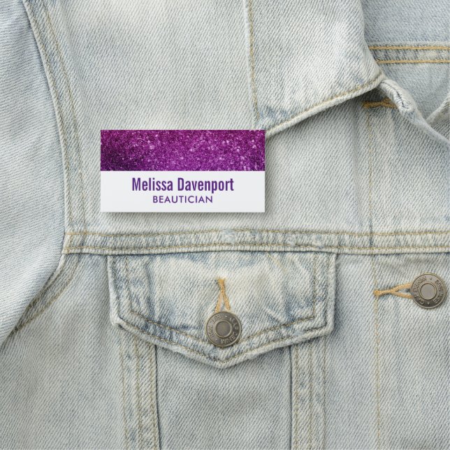 Pink & Purple Sparkling Glitter Gemstones Name Tag (In Situ)