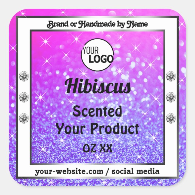 Pink Purple Sparkling Glitter Product Labels Logo (Front)