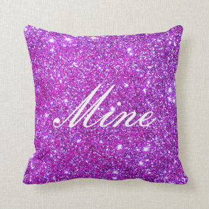 Pink Purple Sparkly Glam Glitter Designer Throw Pillow