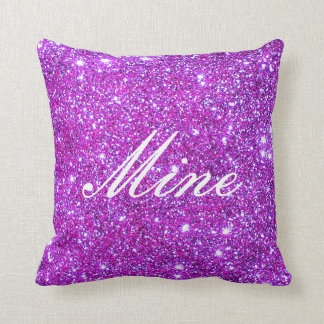 Pink Purple Sparkly Glam Glitter Designer Throw Pillow