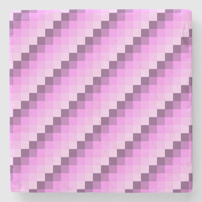 Pink & Purple Squares Stone Coaster (Front)