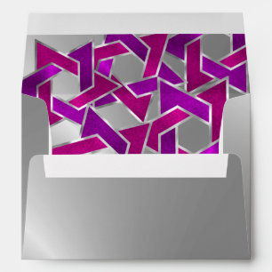 Pink Purple Star of David Silver Envelopes