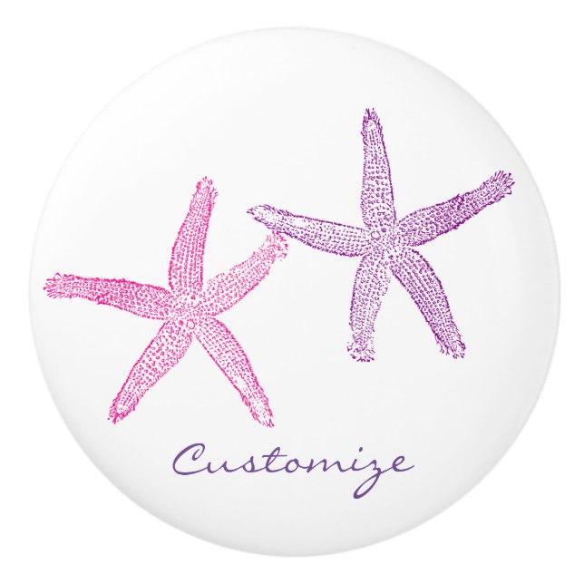 Pink Purple Starfish Thunder_Cove Ceramic Knob (Front)