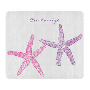 Pink Purple Starfish Thunder_Cove Cutting Board