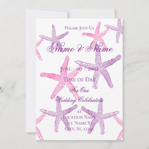 Pink Purple Starfish Thunder_Cove  Invitation