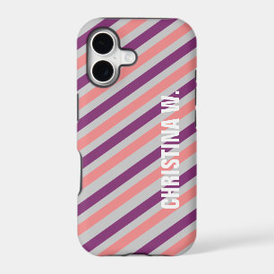 Pink purple stripe pattern custom name personal
