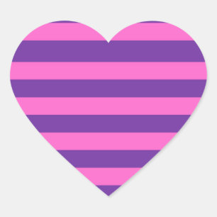Pink Purple Stripe Pattern Heart Sticker