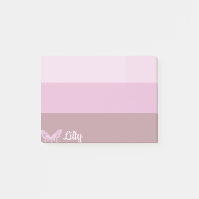 Pink Purple Striped Butterfly Custom Post-it Notes (Front)