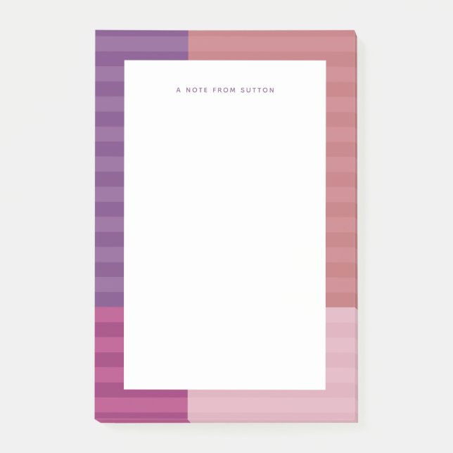 Pink purple stripes colourful frame personalized post-it notes (Front)