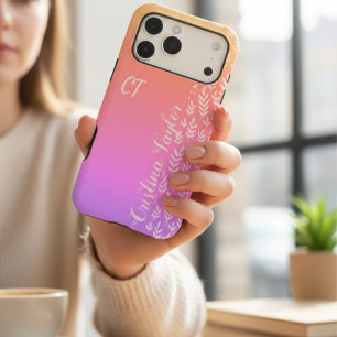 Pink & purple stylish pastel gradient monogrammed