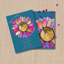 Pink & Purple Sunflower Watercolor Birthday Party
