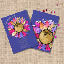 Pink & Purple Sunflower Watercolor Birthday Party