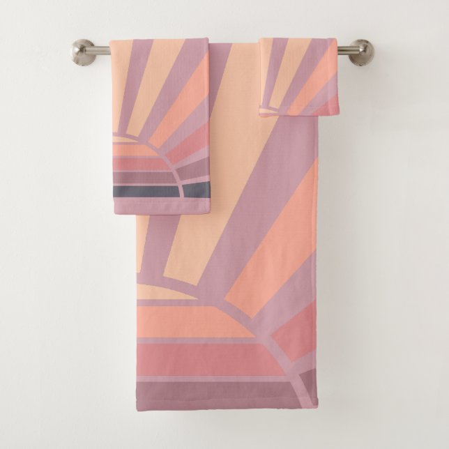Pink & Purple Sunrise Ombre Colour   Bath Towel Set (Insitu)