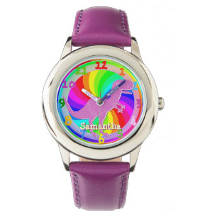 Pink Purple T-Rex Dinosaur Girl Name Samantha Watch