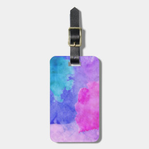 Pink, Purple, Teal, and Blue Watercolor Smudges Luggage Tag