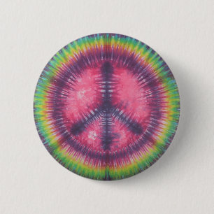 Pink & Purple Tie Dye Peace Sign Flair Button