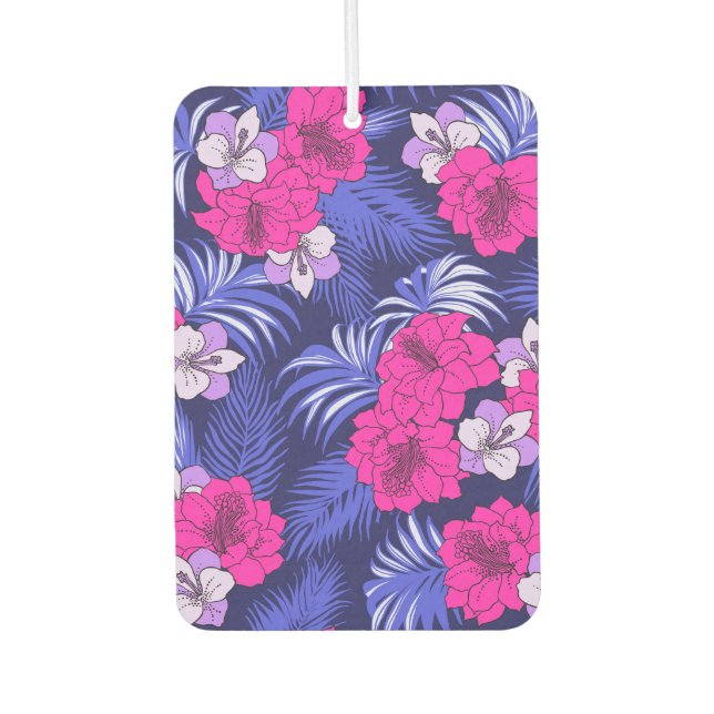 Pink & Purple Tropical - A bright hibiscus design Air Freshener (Front)