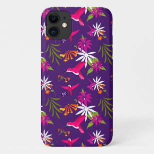 Pink Purple Tropical Hummingbird Patterned Case-Mate iPhone Case