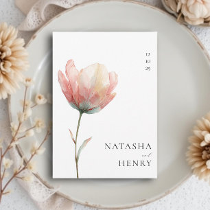 Pink Purple Tulip Flower Watercolor Wedding Invitation