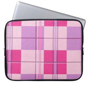 Pink Purple Twill Plaid Laptop Sleeve Bag Case