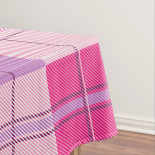 Pink Purple Twill Plaid Tablecloth Party Decor
