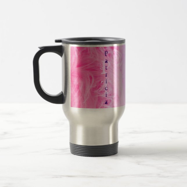Pink Purple Typography Simple Modern Name Monogram Travel Mug (Left)