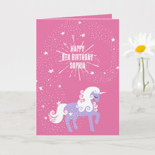 Pink Purple Unicorn Birthday Card