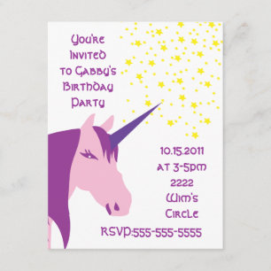 Pink/Purple Unicorn Birthday Invitation