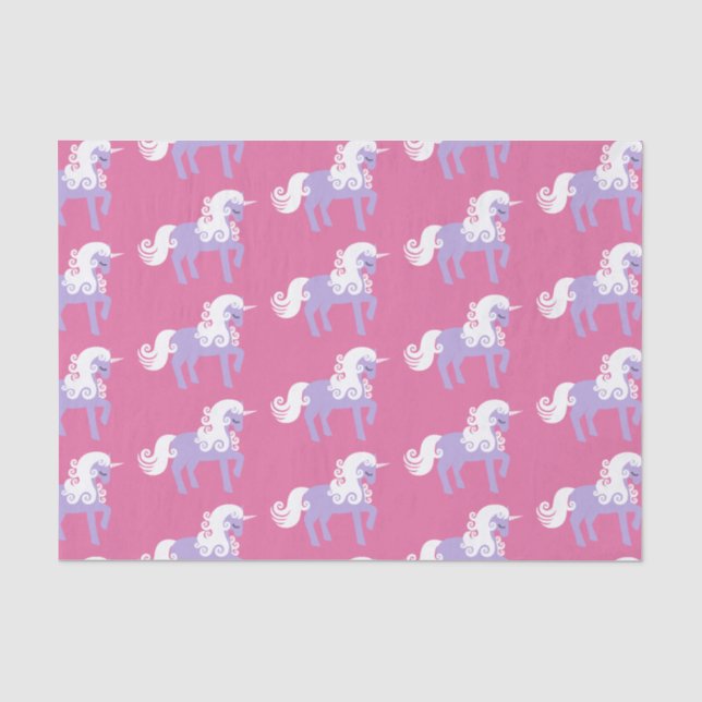 Pink Purple Unicorn Birthday Tissue Paper (Front)