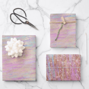 Pink Purple Unicorn Sparkle Glitzy Gold Wrapping Paper Sheet