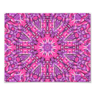 Pink & Purple Vintage Fractal Kaleidoscope Photo Print