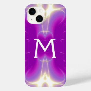 PINK PURPLE VIOLET FRACTAL LIGHT WAVES MONOGRAM Case-Mate iPhone 14 CASE