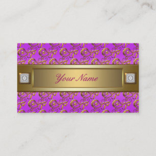 Pink Purple Violet Gold Swirls Elegant Business Card