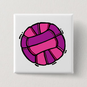 Pink & Purple Volleyball 2 Inch Square Button