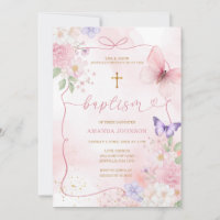 Pink Purple Watercolor Bow Watercolor Girl Baptism