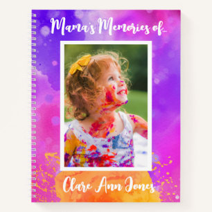 Pink Purple Watercolor Child Memory Notebook