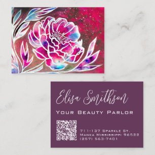 Pink & Purple Watercolor Dahlia Cute Floral Beauty Business Card