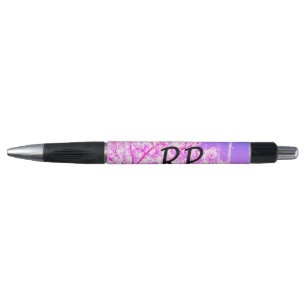 Pink purple watercolor floral add monogram title pen
