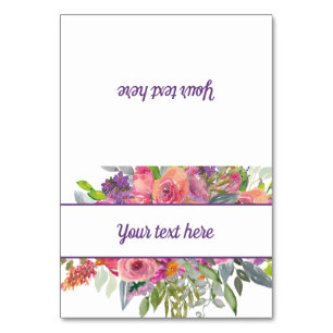 Pink Purple Watercolor Floral Table Number